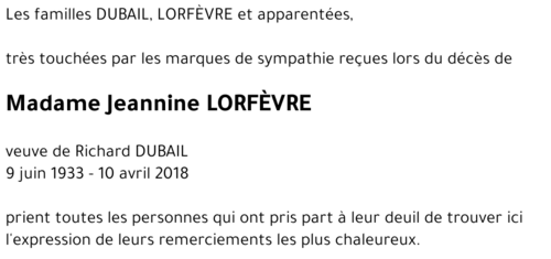 Jeannine LORFEVRE