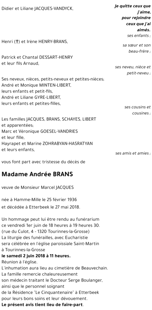 Andrée BRANS