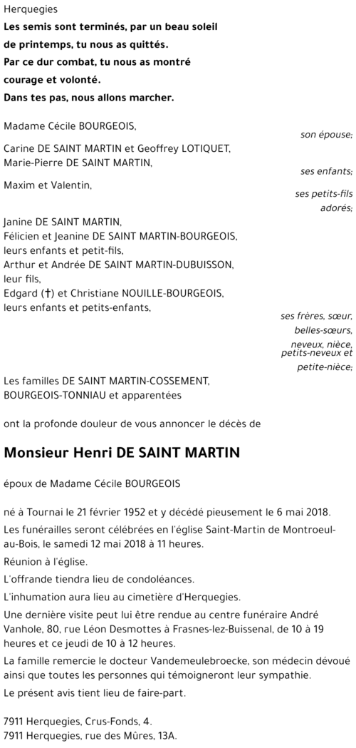 Henri DE SAINT MARTIN