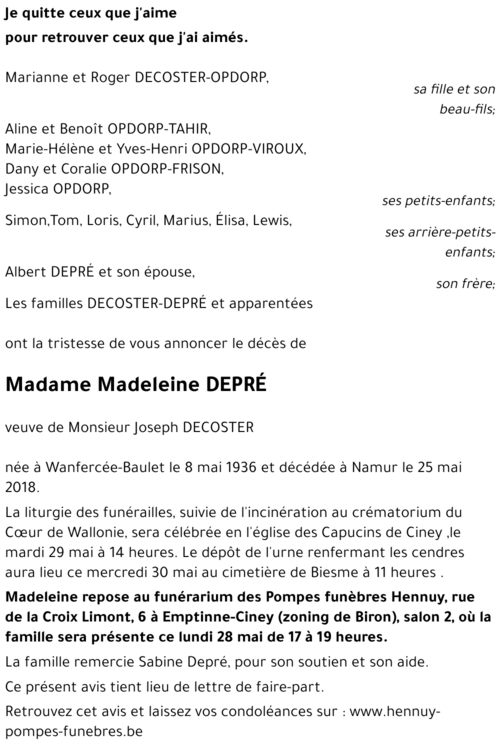 Madeleine DEPRÉ