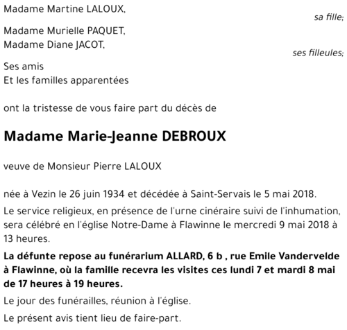 Marie-Jeanne DEBROUX