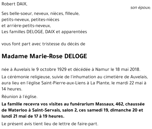Marie-Rose DELOGE