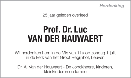 Prof. Dr. Luc Van der Hauwaert