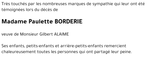 Paulette BORDERIE