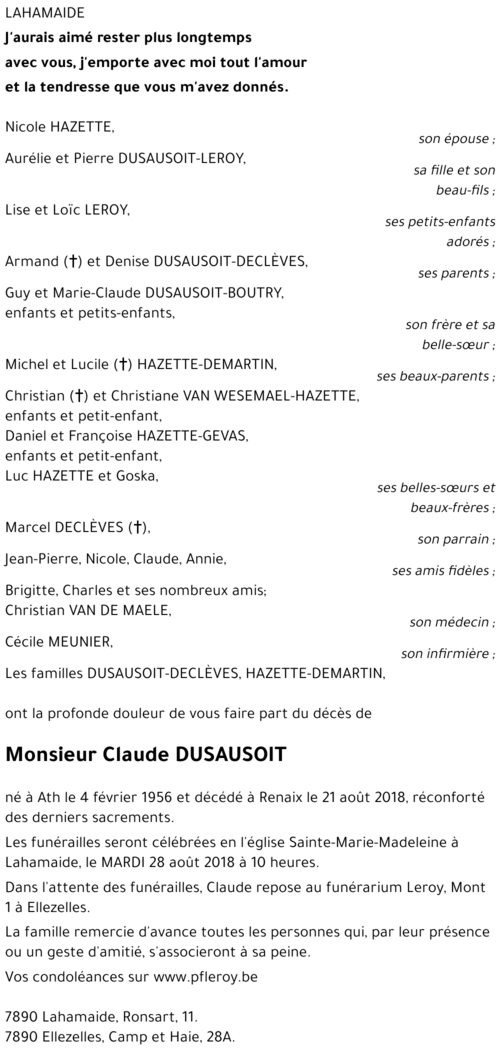 Claude Dusausoit