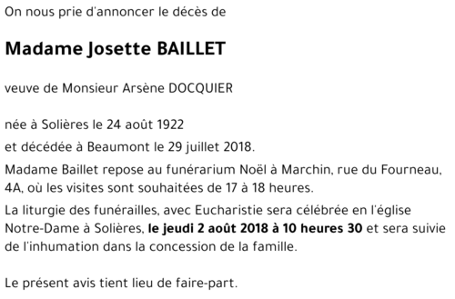 Josette BAILLET