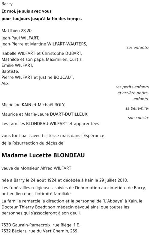 Lucette BLONDEAU