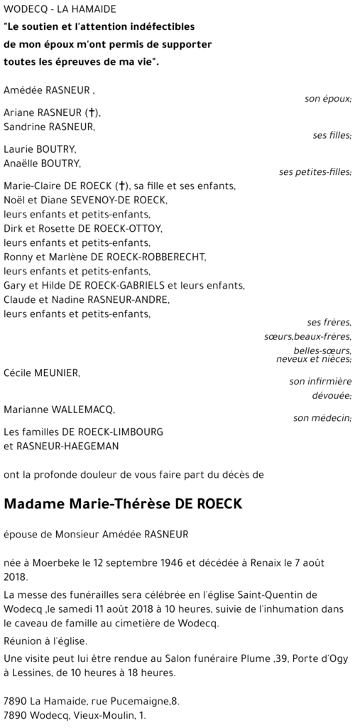 Marie - Thérèse DE ROECK