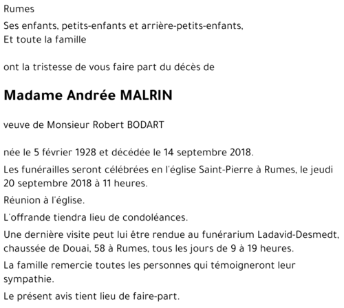 Andrée MALRIN