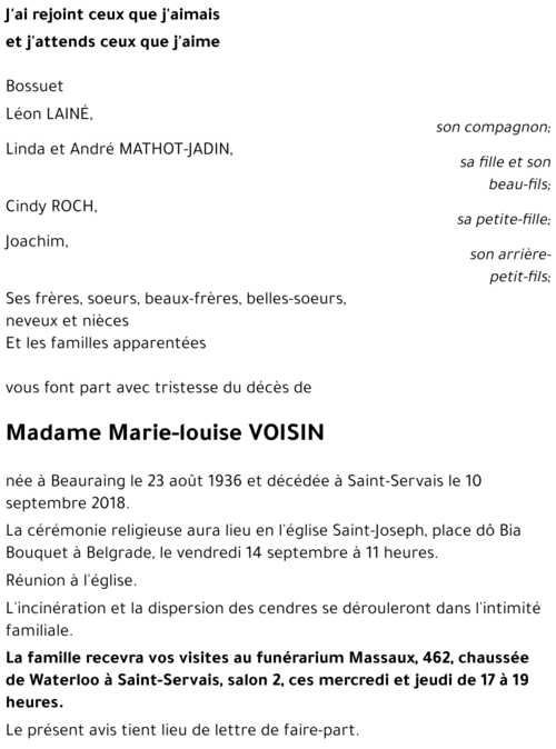 Marie-louise VOISIN