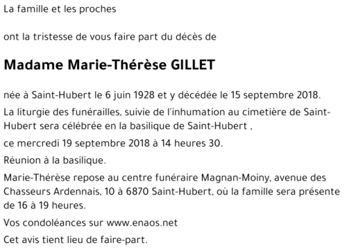 Marie-Thérèse GILLET