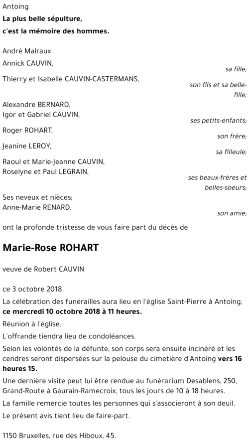 Marie-Rose ROHART