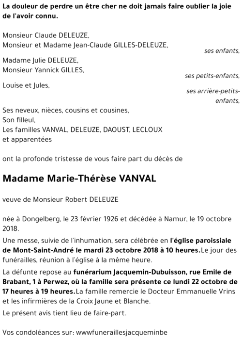 Marie-Thérèse VANVAL