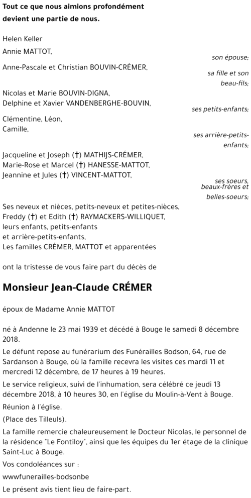 Jean-Claude CRÉMER