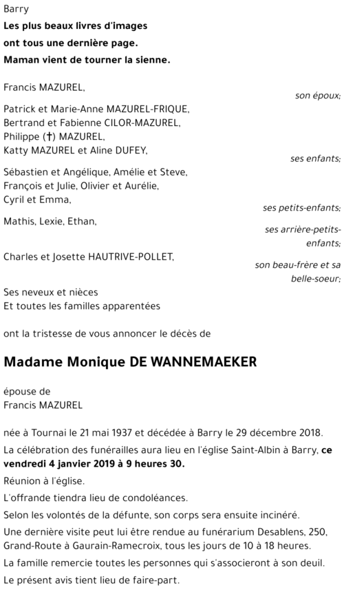 Monique DE WANNEMAEKER