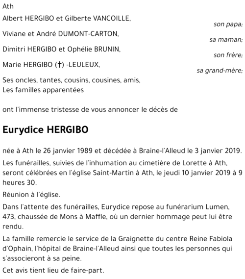 Eurydice HERGIBO