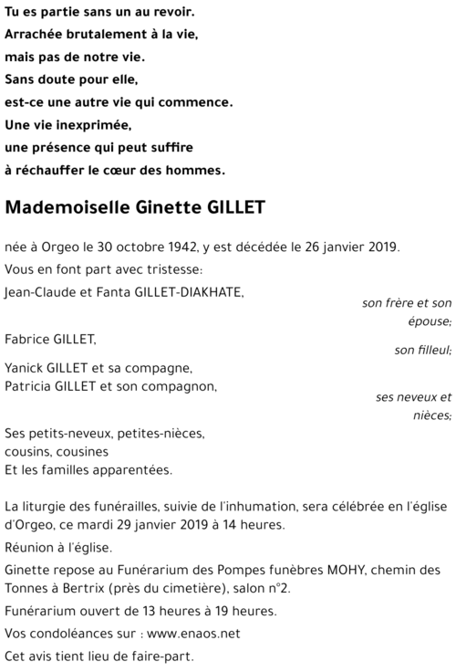 Ginette GILLET