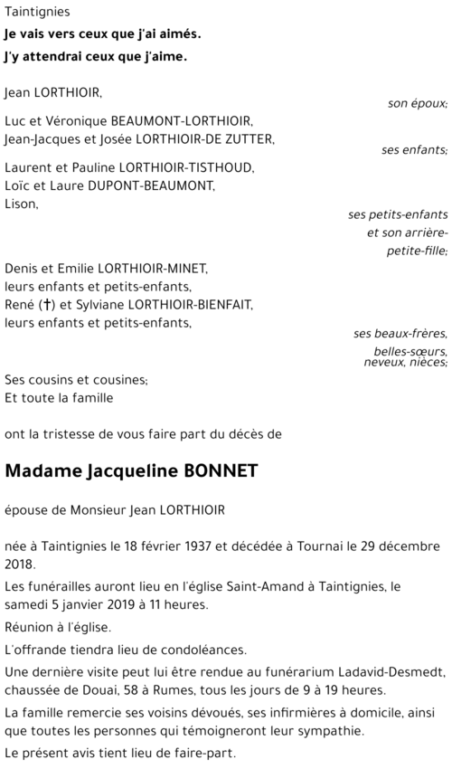 Jacqueline BONNET