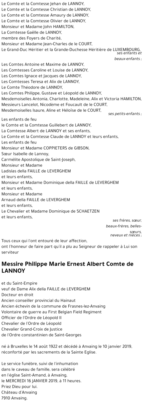 Philippe Marie Ernest Albert Comte de Lannoy