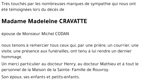 Madeleine CRAVATTE 