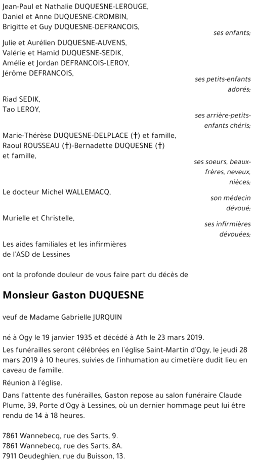 Gaston DUQUESNE