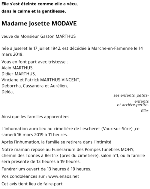 Josette MODAVE