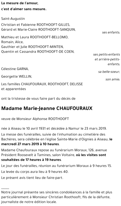 Marie-Jeanne CHAUFOURAUX