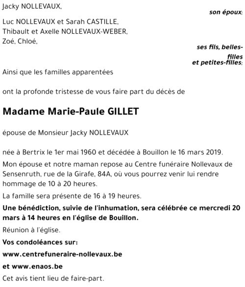 Marie-Paule GILLET