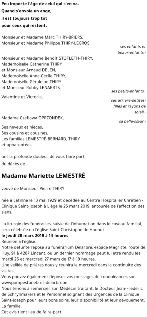 Mariette LEMESTRÉ