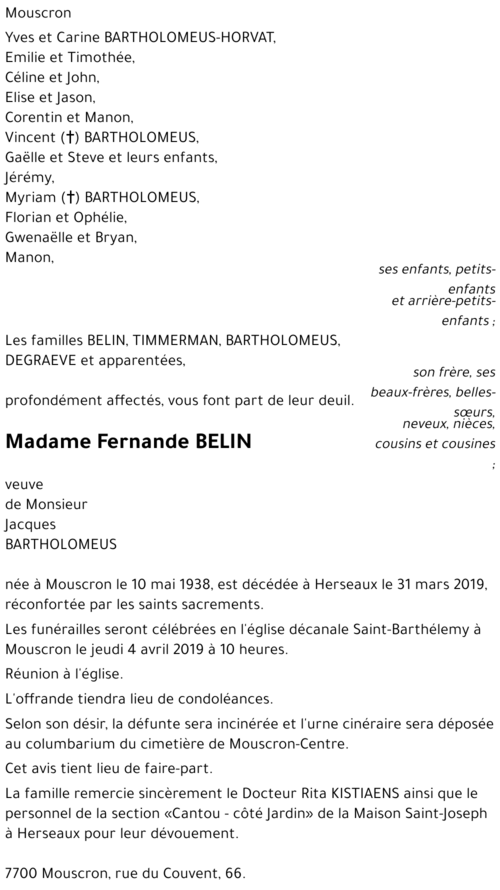 Fernande BELIN