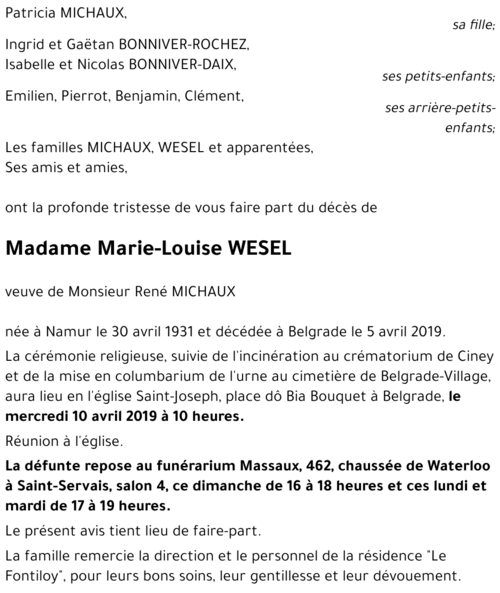Marie-Louise WESEL