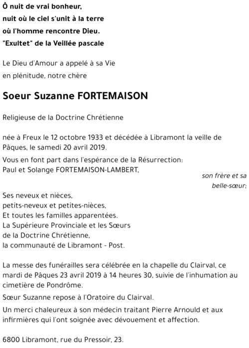 Suzanne FORTEMAISON