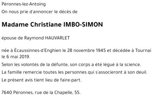 Christiane IMBO-SIMON