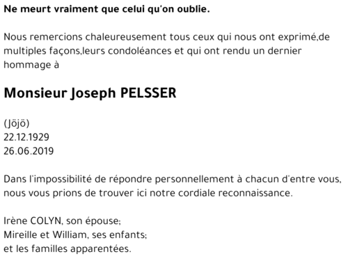Joseph PELSSER