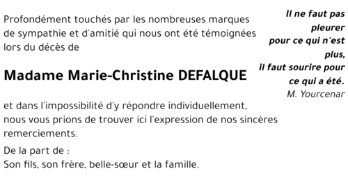 Marie-Christine DEFALQUE