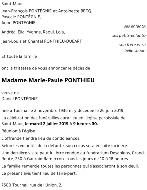 Marie-Paule PONTHIEU