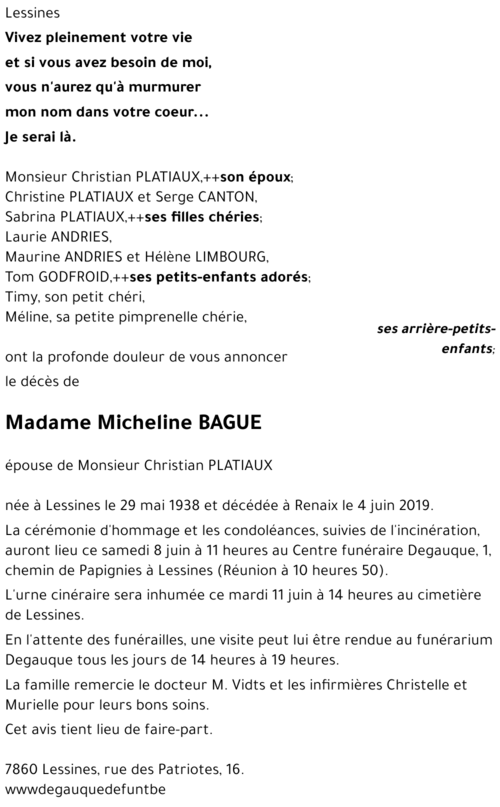 Micheline BAGUE