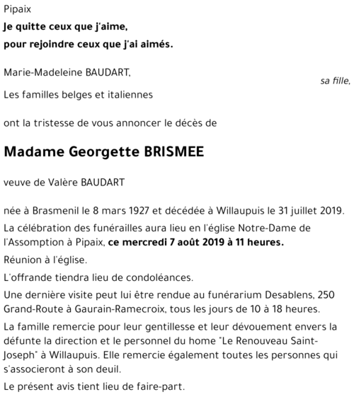 Georgette BRISMEE