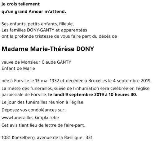 Marie-Thérèse DONY