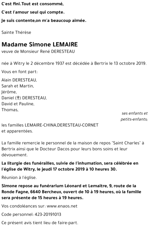 Simone LEMAIRE