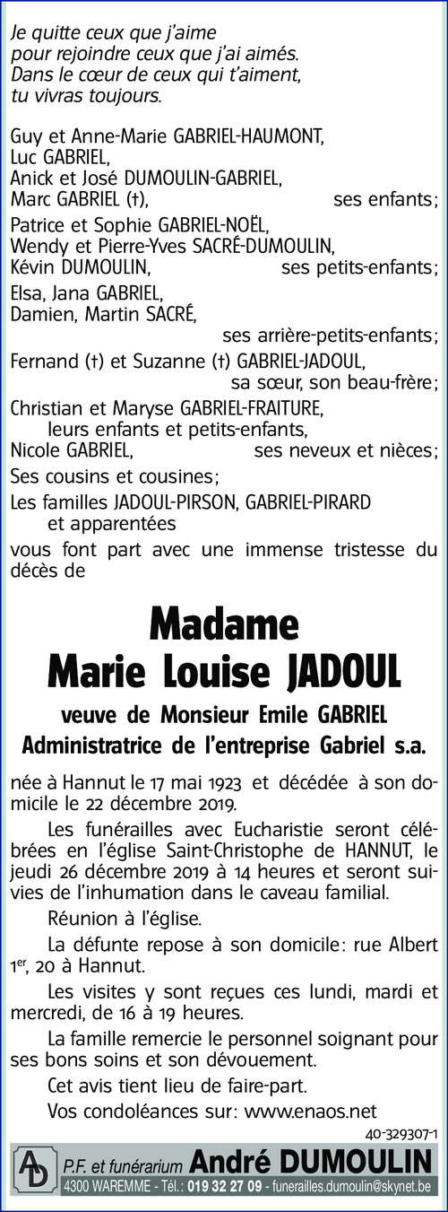 Marie Louise JADOUL