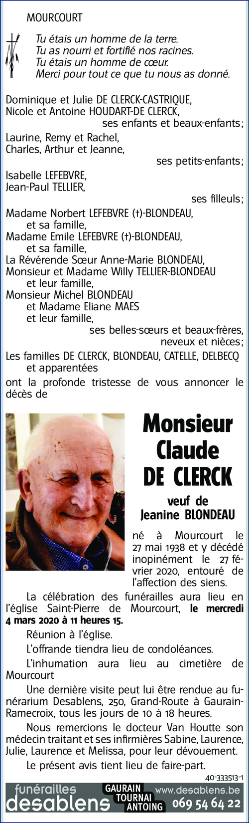 Claude DE CLERCK