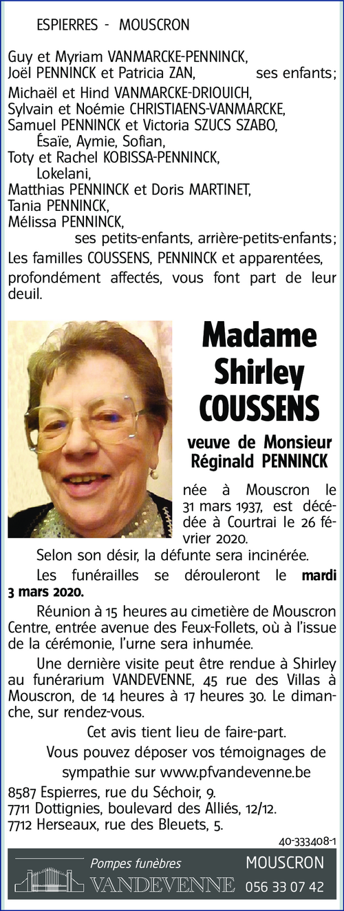 Shirley COUSSENS