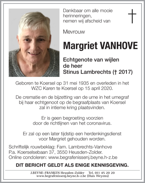 Margriet VANHOVE