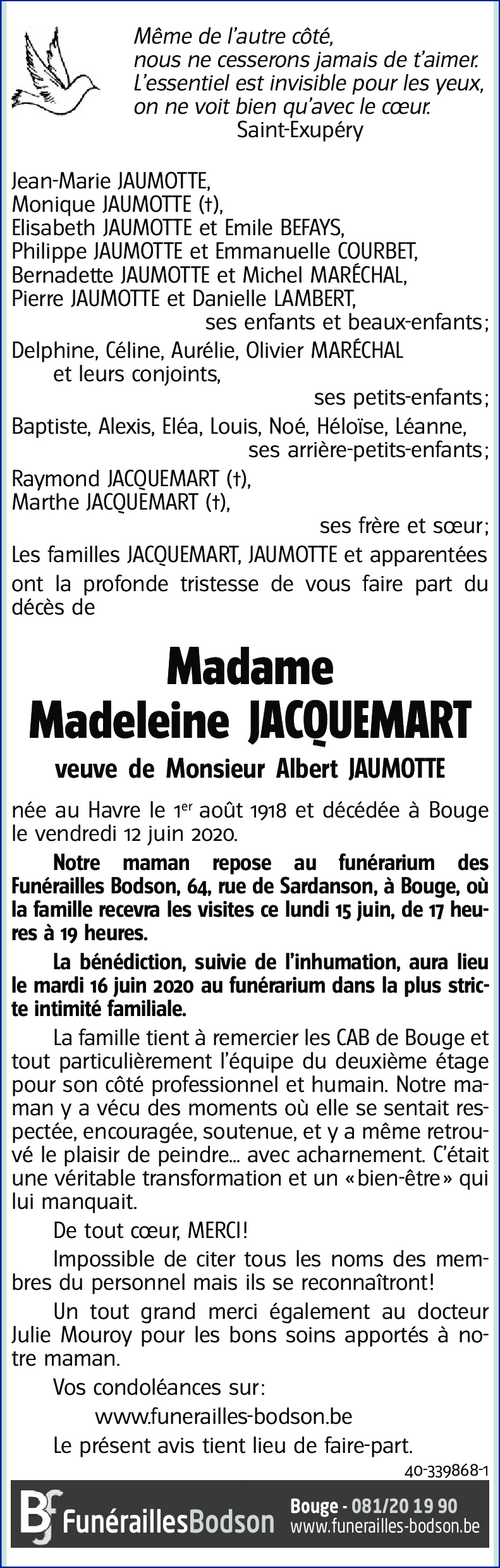Madeleine JACQUEMART