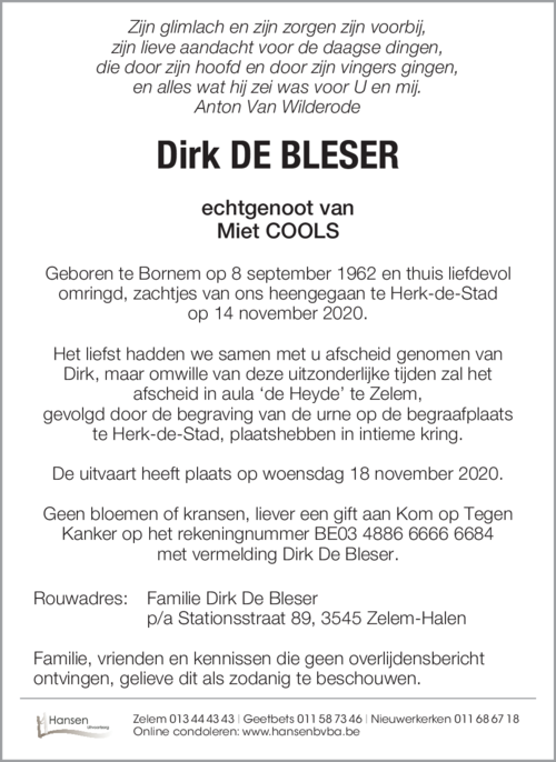Dirk DE BLESER