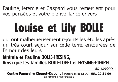 Louise et Lily BOLLE