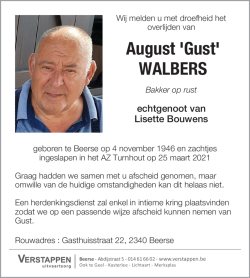 August 'Gust' Walbers Walbers