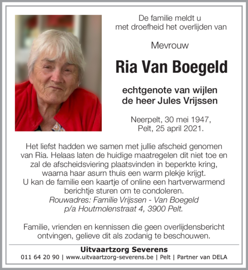 Ria Van Boegeld