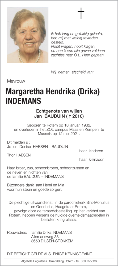 Margaretha Hendrika INDEMANS